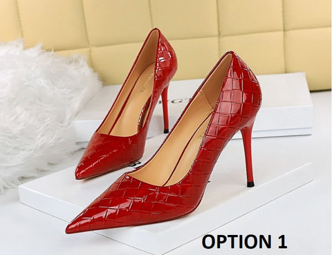Woven Pattern Pumps Sexy Plus Size Stiletto High Heels CODE: KAR2059
