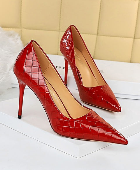 Woven Pattern Pumps Sexy Plus Size Stiletto High Heels CODE: KAR2059
