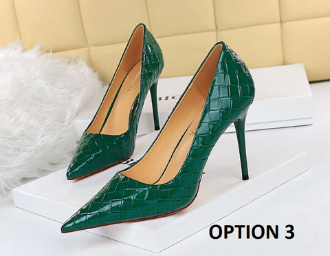 Woven Pattern Pumps Sexy Plus Size Stiletto High Heels CODE: KAR2059
