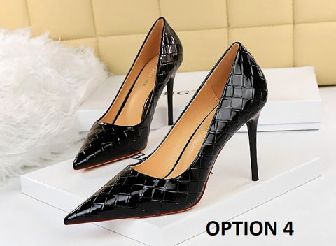 Woven Pattern Pumps Sexy Plus Size Stiletto High Heels CODE: KAR2059