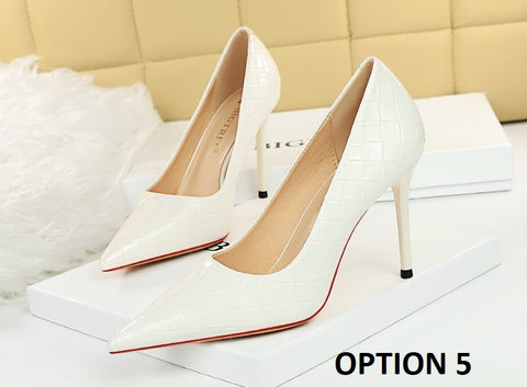Woven Pattern Pumps Sexy Plus Size Stiletto High Heels CODE: KAR2059