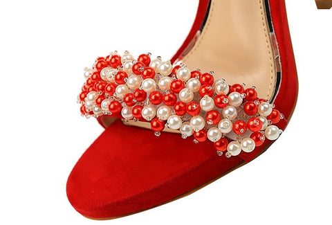 Sexy Pearl Rhinestones Suede Super High Heel CODE: KAR2060