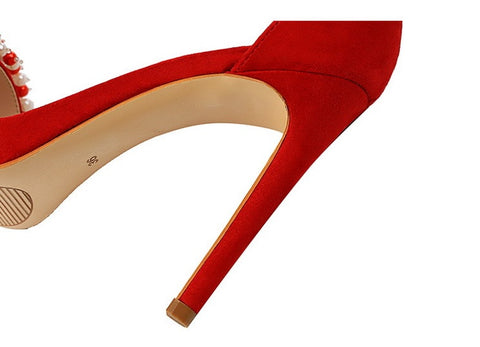 Sexy Pearl Rhinestones Suede Super High Heel CODE: KAR2060