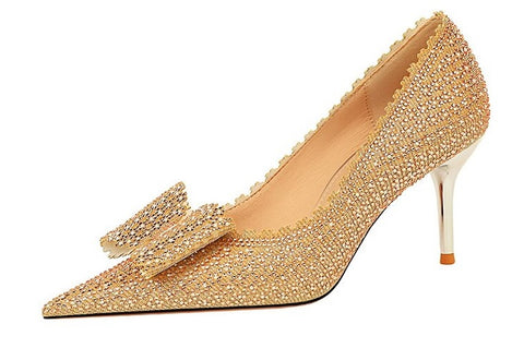 Sexy Luxury Fashion Stilettos Rhinestone Pumps Bow High-heel CODE: KAR2062