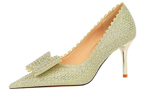 Sexy Luxury Fashion Stilettos Rhinestone Pumps Bow High-heel CODE: KAR2062