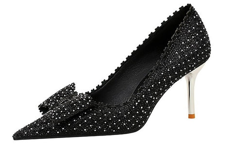 Sexy Luxury Fashion Stilettos Rhinestone Pumps Bow High-heel CODE: KAR2062