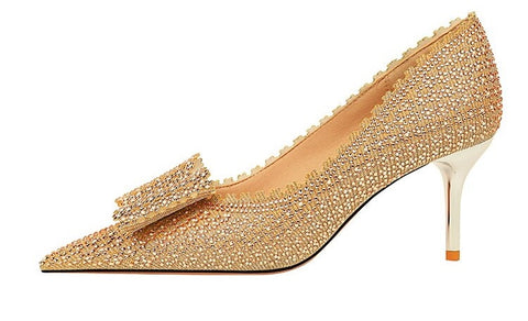 Sexy Luxury Fashion Stilettos Rhinestone Pumps Bow High-heel CODE: KAR2062