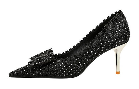 Sexy Luxury Fashion Stilettos Rhinestone Pumps Bow High-heel CODE: KAR2062