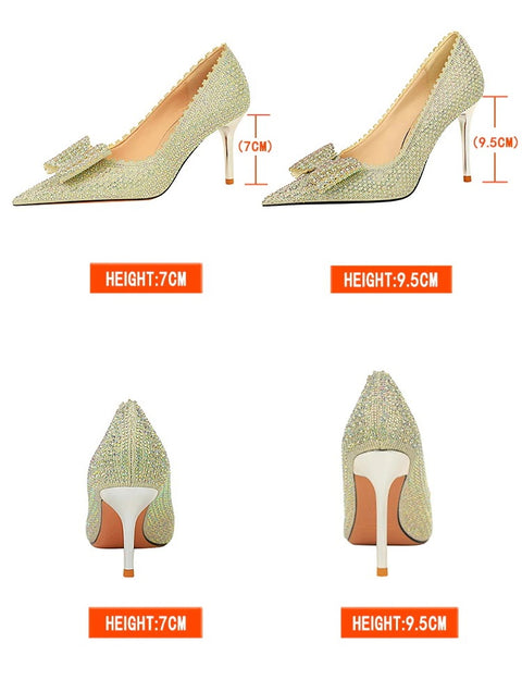 Sexy Luxury Fashion Stilettos Rhinestone Pumps Bow High-heel CODE: KAR2062