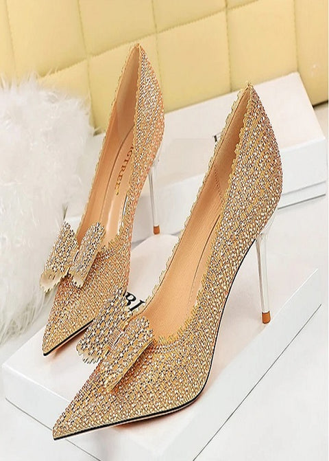 Sexy Luxury Fashion Stilettos Rhinestone Pumps Bow High-heel CODE: KAR2062