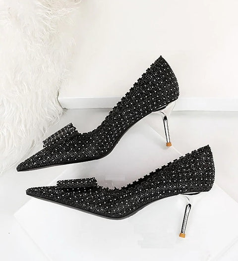 Sexy Luxury Fashion Stilettos Rhinestone Pumps Bow High-heel CODE: KAR2062