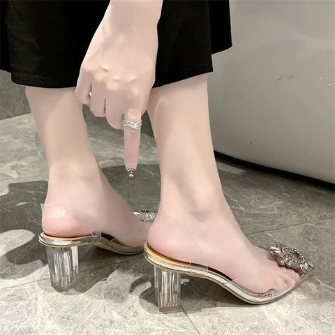 Sexy Transparent Summer Elegant Rhinestone Sandals CODE: KAR2069