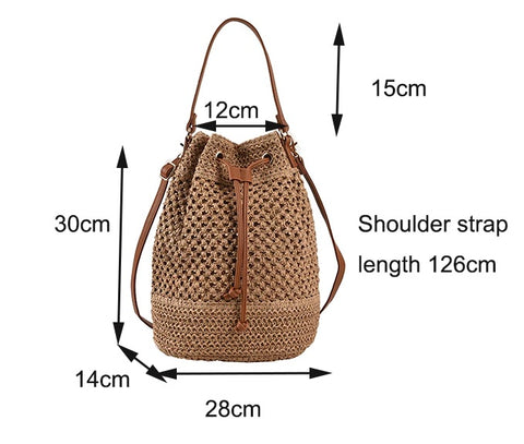 Summer Casual Woven Straw Bucket Bag CODE: KAR2071