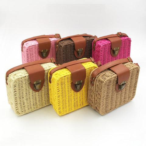 Bohemia woven Candy Color Straw Small Shoulder Bags CODE: KAR2072
