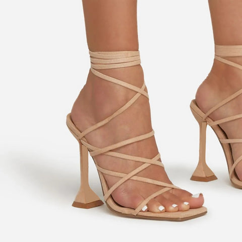 Summer Sexy Square Toe Stripper Ankle Strap Thin High Heel CODE: KAR2080