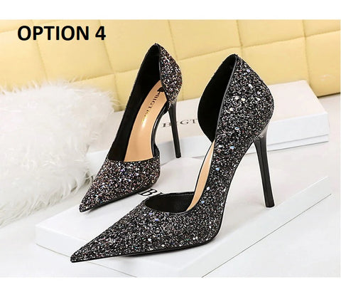 Sexy Stilettos Sequin Cloth High Heels CODE: KAR2087
