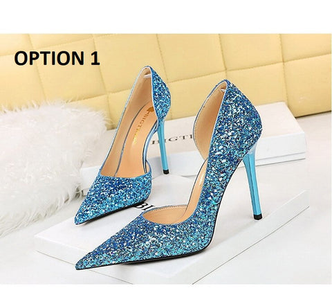 Sexy Stilettos Sequin Cloth High Heels CODE: KAR2087