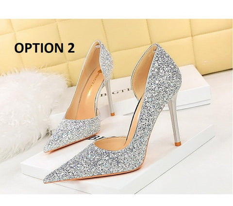 Sexy Stilettos Sequin Cloth High Heels CODE: KAR2087