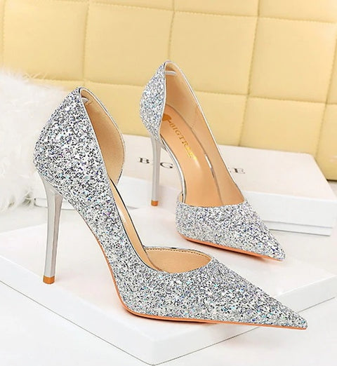 Sexy Stilettos Sequin Cloth High Heels CODE: KAR2087