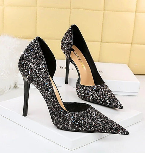 Sexy Stilettos Sequin Cloth High Heels CODE: KAR2087
