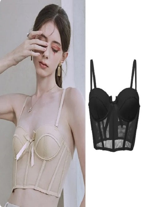 Sexy Mesh Hollow Out Waistcoat Shape Half Cup Soft Lace Corset Top CODE: KAR2093