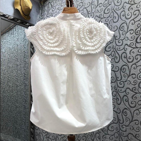 New Exquisite Collar Sleeveless Pleated Fungus Edge Elegant Top CODE: KAR2096