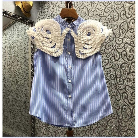 New Exquisite Collar Sleeveless Pleated Fungus Edge Elegant Top CODE: KAR2096
