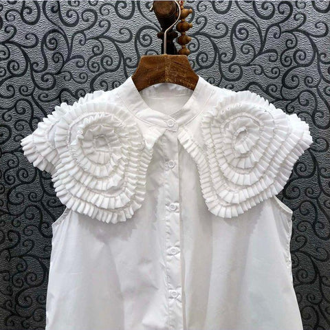 New Exquisite Collar Sleeveless Pleated Fungus Edge Elegant Top CODE: KAR2096