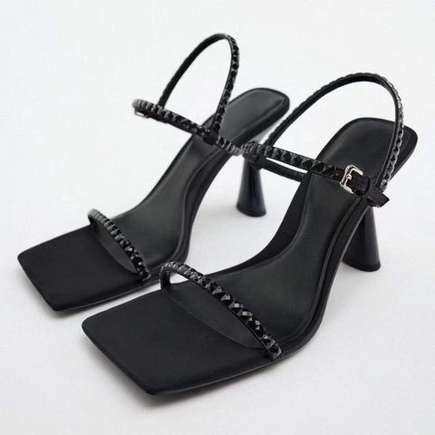 Summer Sexy Rhinestones Fashion Square Head Open Toe Heel CODE: KAR2097