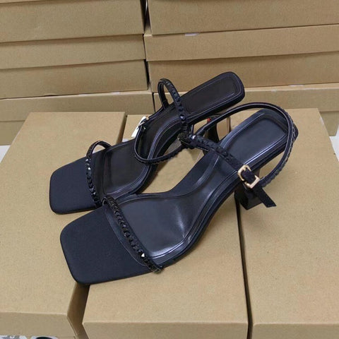 Summer Sexy Rhinestones Fashion Square Head Open Toe Heel CODE: KAR2097