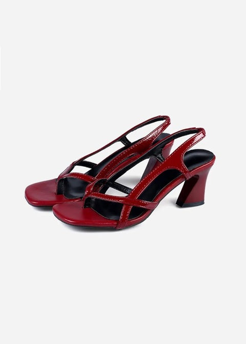 New Fashion Burgundy Chunky Toe Flip-flop High-heel Sandals CODE: KAR2098