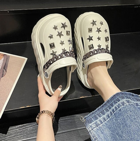 Summer Punk Design Vacation Beach Soft Bottom Sandal CODE: KAR2099