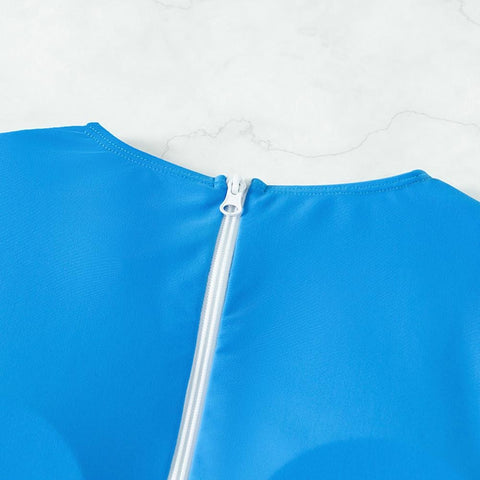 Sexy Hollow Out Long Sleeves Slim Fit Round Neck Back Zipper Closure Swimwear CODE: KAR2102