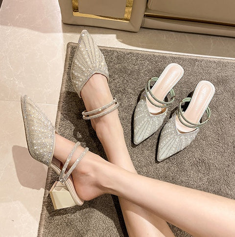 New Casual Cover Toe Slides Square heel CODE: KAR2106