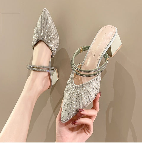 New Casual Cover Toe Slides Square heel CODE: KAR2106