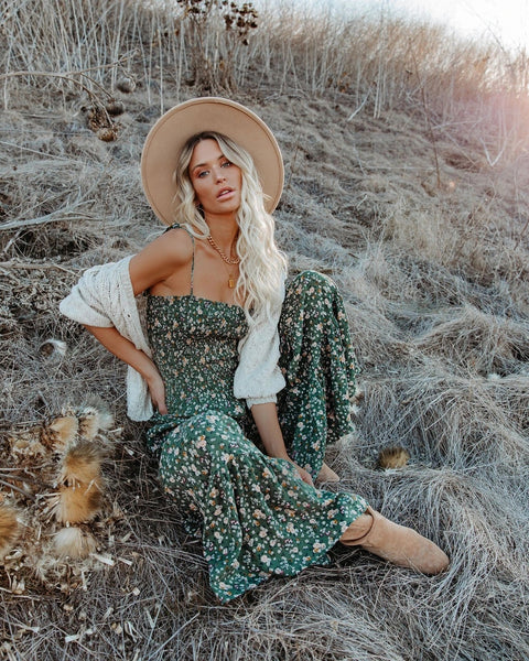 New Small Floral Sexy Suspender Bell Bottoms Wide Leg Jumpsuit CODE: KAR2107
