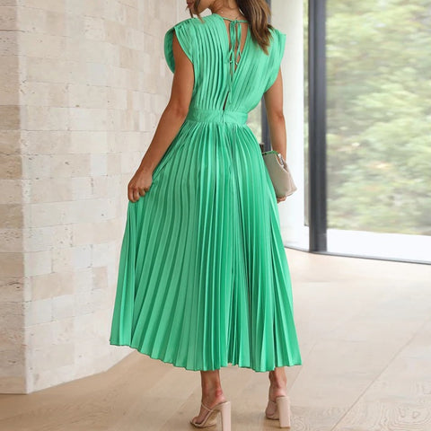 New Sexy Pleated Casual Elegant Loose Zipper Sleeveless Dress CODE: KAR2109