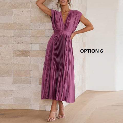 New Sexy Pleated Casual Elegant Loose Zipper Sleeveless Dress CODE: KAR2109