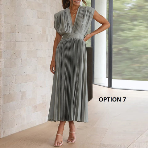 New Sexy Pleated Casual Elegant Loose Zipper Sleeveless Dress CODE: KAR2109