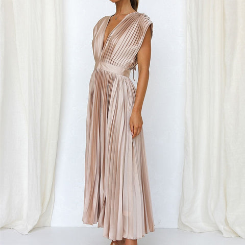 New Sexy Pleated Casual Elegant Loose Zipper Sleeveless Dress CODE: KAR2109
