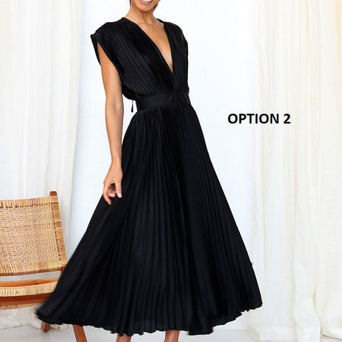 New Sexy Pleated Casual Elegant Loose Zipper Sleeveless Dress CODE: KAR2109