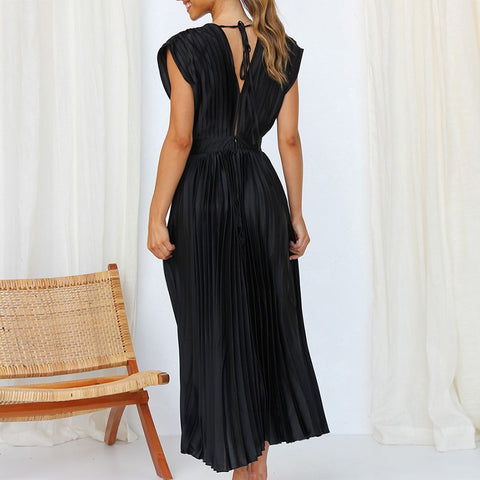 New Sexy Pleated Casual Elegant Loose Zipper Sleeveless Dress CODE: KAR2109