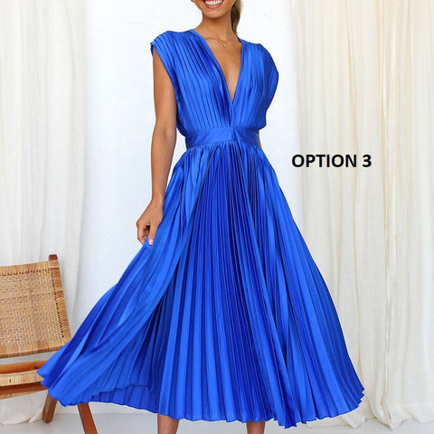 New Sexy Pleated Casual Elegant Loose Zipper Sleeveless Dress CODE: KAR2109