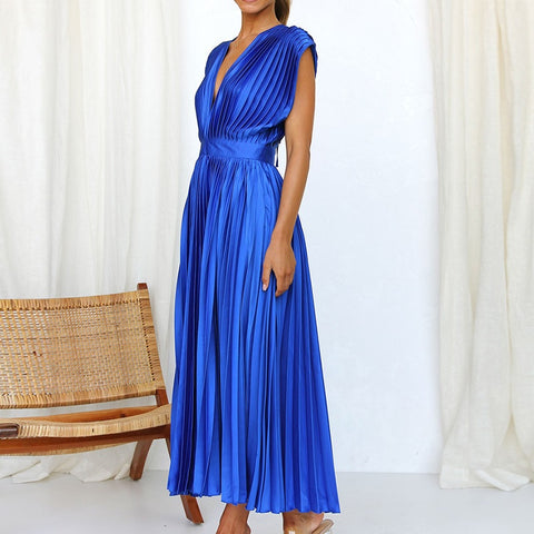 New Sexy Pleated Casual Elegant Loose Zipper Sleeveless Dress CODE: KAR2109
