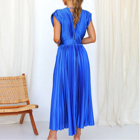 New Sexy Pleated Casual Elegant Loose Zipper Sleeveless Dress CODE: KAR2109
