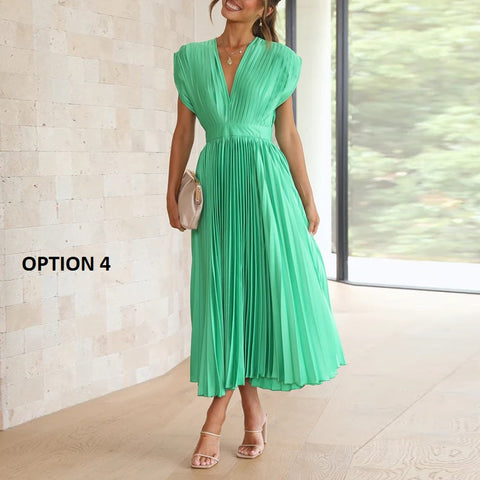 New Sexy Pleated Casual Elegant Loose Zipper Sleeveless Dress CODE: KAR2109