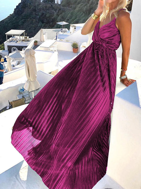 Sexy Deep V-Neck Solid Elegant Sleeveless Loose Fit Maxi Dress CODE: KAR2112