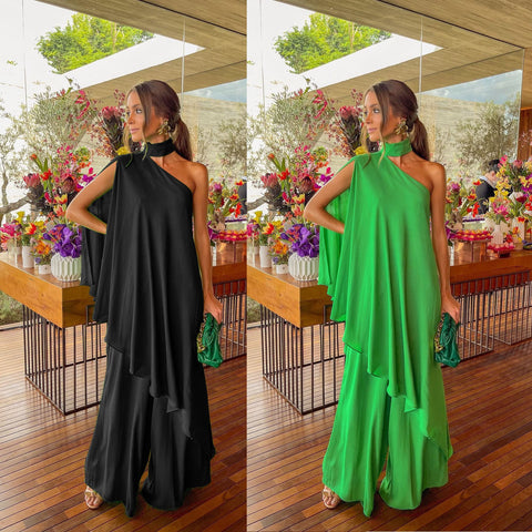 Summer Sexy Off Shoulder O Neck Blouse Top And Wide Leg Pant Two Piece Set CODE: KAR2113