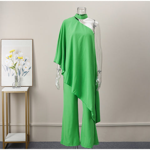 Summer Sexy Off Shoulder O Neck Blouse Top And Wide Leg Pant Two Piece Set CODE: KAR2113