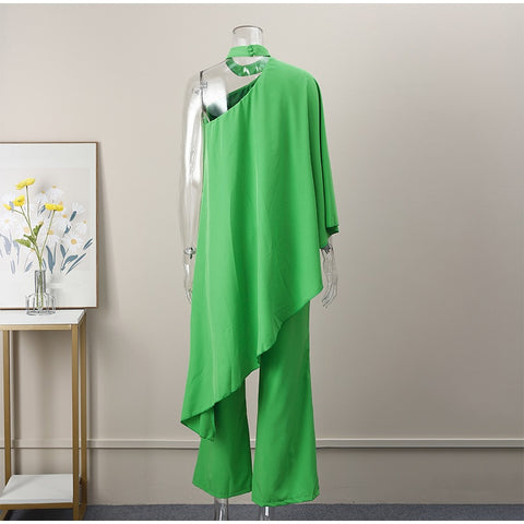 Summer Sexy Off Shoulder O Neck Blouse Top And Wide Leg Pant Two Piece Set CODE: KAR2113